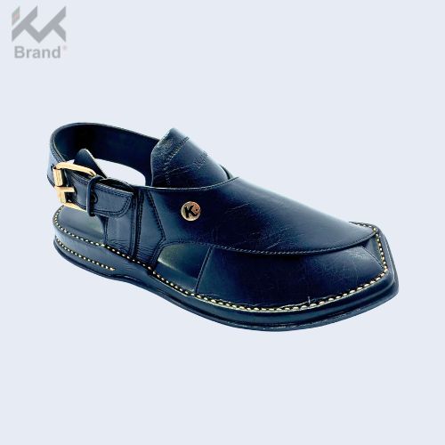 Classic Black Leather Peshawari Chappal – KK103