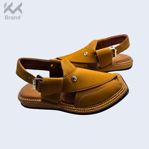 Handcrafted Tan-Brown Leather Peshawari Chappal – KK104