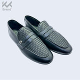 Premium Black Woven Leather Loafers – KK101
