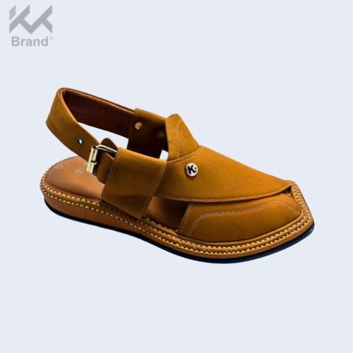 Handcrafted Tan-Brown Leather Peshawari Chappal – KK104