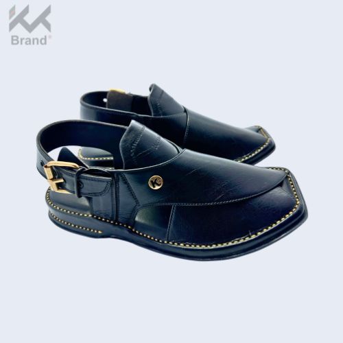 Classic Black Leather Peshawari Chappal – KK103