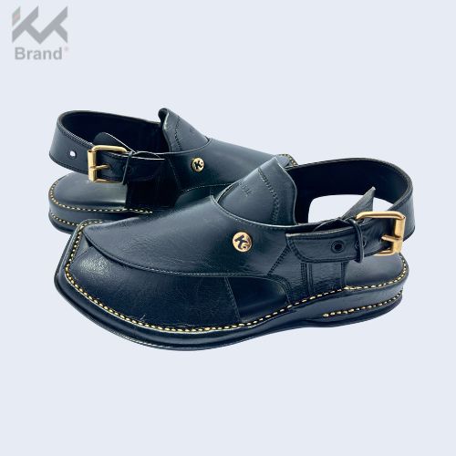 Classic Black Leather Peshawari Chappal – KK103
