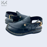 Classic Black Leather Peshawari Chappal – KK103