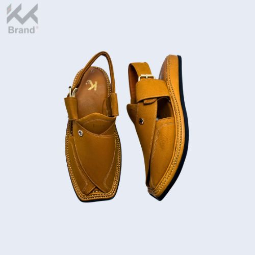Handcrafted Tan-Brown Leather Peshawari Chappal – KK104