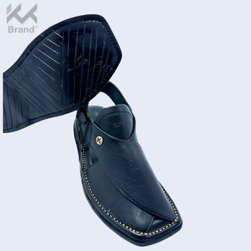 Classic Black Leather Peshawari Chappal – KK103