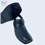 Classic Black Leather Peshawari Chappal – KK103