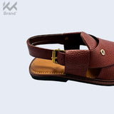 Brown Textured Leather Peshawari Chappal – KK109