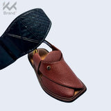 Brown Textured Leather Peshawari Chappal – KK109