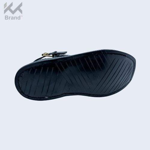 Classic Black Leather Peshawari Chappal – KK103