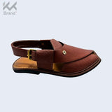 Brown Textured Leather Peshawari Chappal – KK109