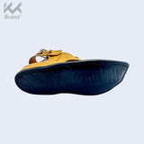 Handcrafted Yellow Textured Leather Peshawari Chappal – KK106