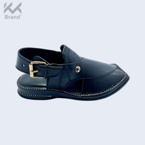 Classic Black Leather Peshawari Chappal – KK103